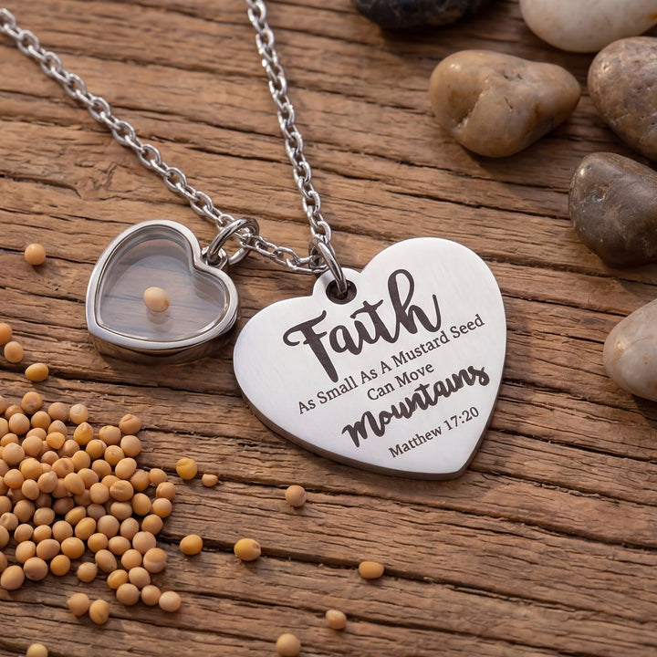 FREE Today: Dual Heart Locket Mustard Seed Matthew 17:20 Scripture Necklace: Emblem of Mighty Unwavering Faith - image 4