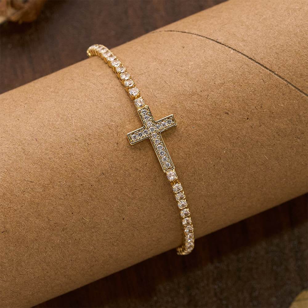 Christianartworkshop Full Pavé Sparkling Zircon Cross Pull Adjustable Tennis Bracelet: Emblem of Radiant Heavenly Guidance - image 8