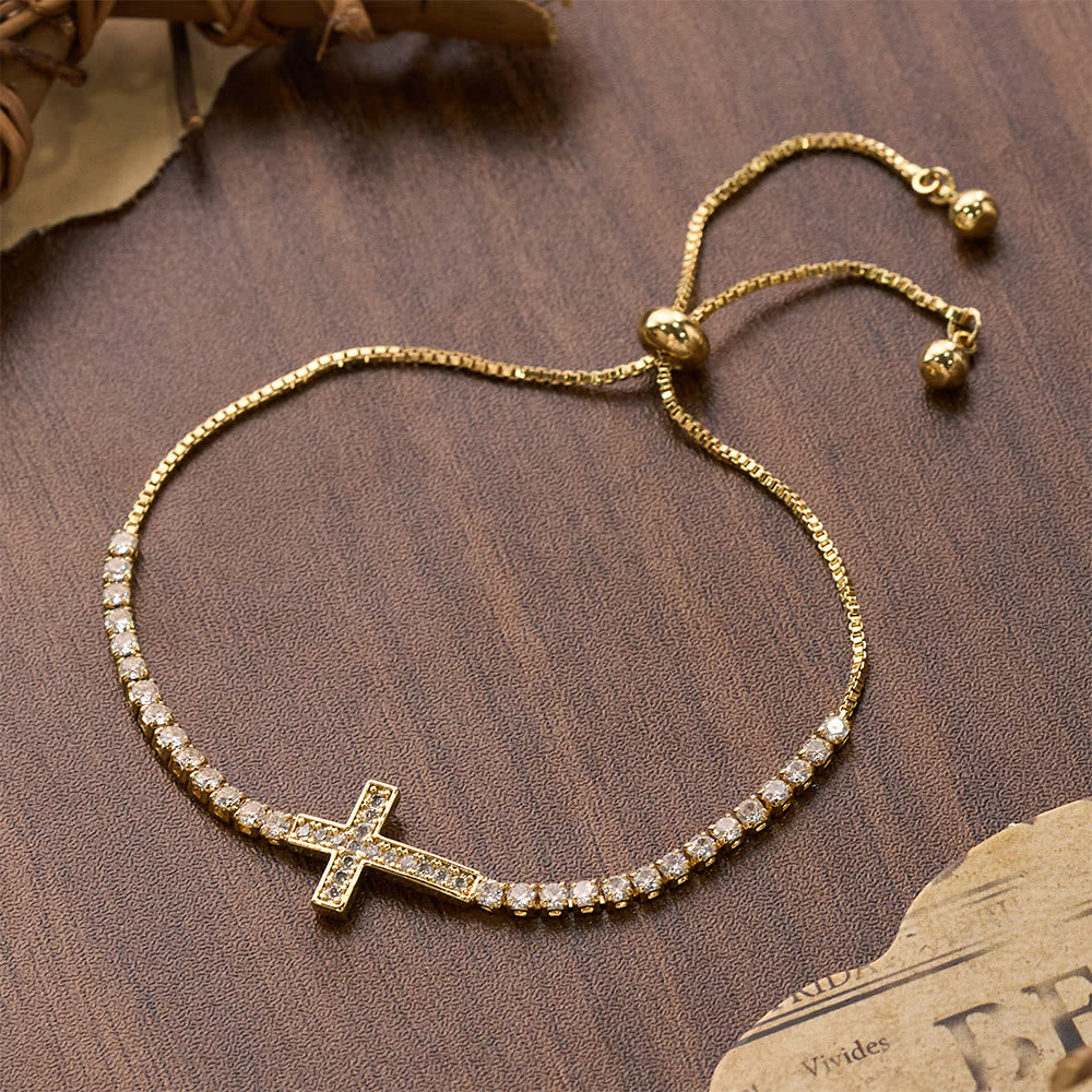 Christianartworkshop Full Pavé Sparkling Zircon Cross Pull Adjustable Tennis Bracelet: Emblem of Radiant Heavenly Guidance - image 10