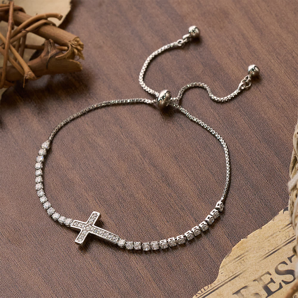 FREE Today: Full Pavé Sparkling Zircon Cross Pull Adjustable Tennis Bracelet: Emblem of Radiant Heavenly Guidance - image 6