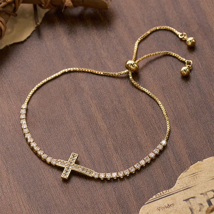 FREE Today: Full Pavé Sparkling Zircon Cross Pull Adjustable Tennis Bracelet: Emblem of Radiant Heavenly Guidance - image 10