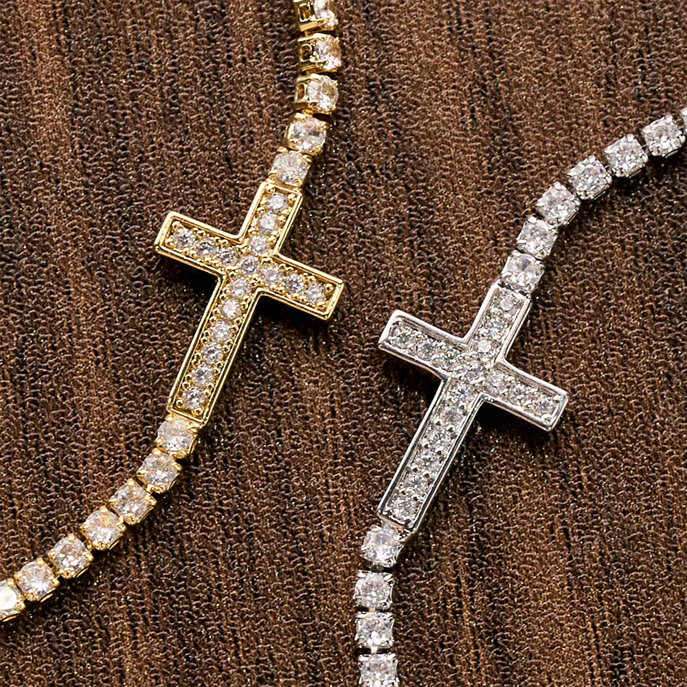 Christianartworkshop Full Pavé Sparkling Zircon Cross Pull Adjustable Tennis Bracelet: Emblem of Radiant Heavenly Guidance - image 2