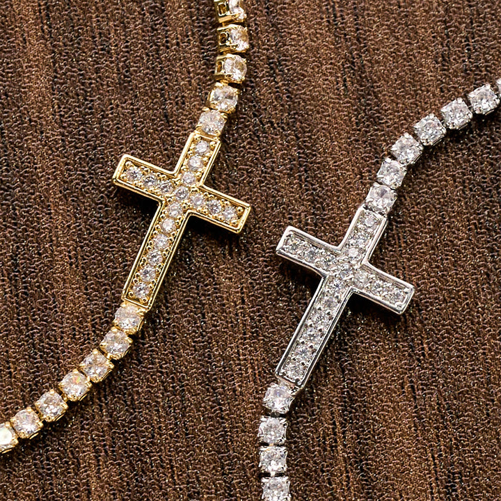 Christianartworkshop Full Pavé Sparkling Zircon Cross Pull Adjustable Tennis Bracelet: Emblem of Radiant Heavenly Guidance - image 2