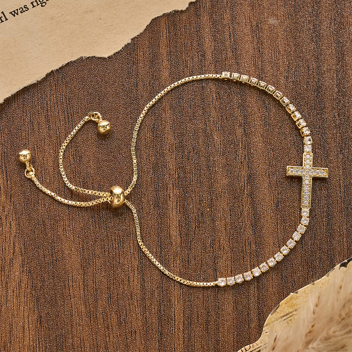 FREE Today: Full Pavé Sparkling Zircon Cross Pull Adjustable Tennis Bracelet: Emblem of Radiant Heavenly Guidance - image 9