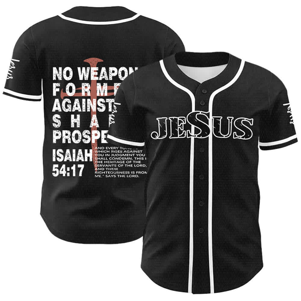 Christianartworkshop No Weapon Formed Against Me Shall Prosper Baseball Jersey - image 1