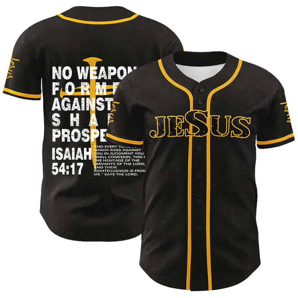 Christianartworkshop No Weapon Formed Against Me Shall Prosper Baseball Jersey - image 7