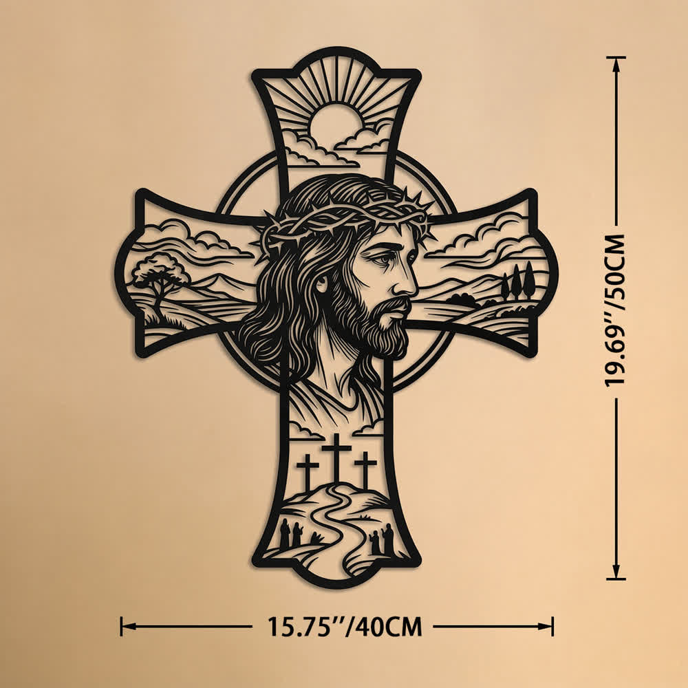 Christianartworkshop Hilltop Triple Cross Thorn Crown Jesus Laser Cut Metal Wall Decor: Fills Prayer Corners With Mild Divine Warmth - 15.75''*19.69''*0.06''/40*50*0.15cm - image 11
