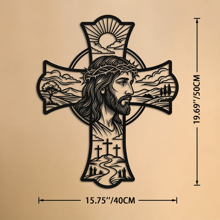 Christianartworkshop Hilltop Triple Cross Thorn Crown Jesus Laser Cut Metal Wall Decor: Fills Prayer Corners With Mild Divine Warmth - 15.75''*19.69''*0.06''/40*50*0.15cm - image 11