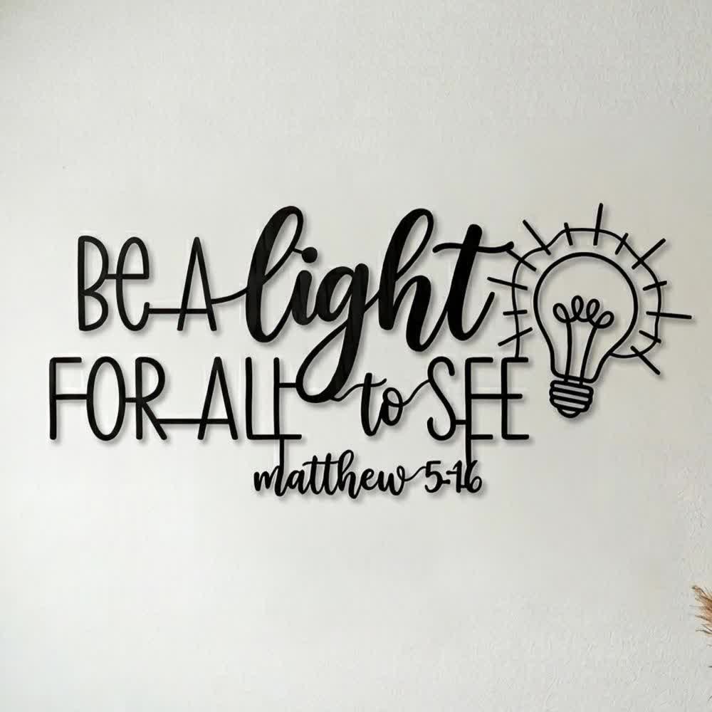 Christianartworkshop Matthew 5:16 Light Bulb Script Metal Wall Decor: Symbol of Divine Illumination - image 0