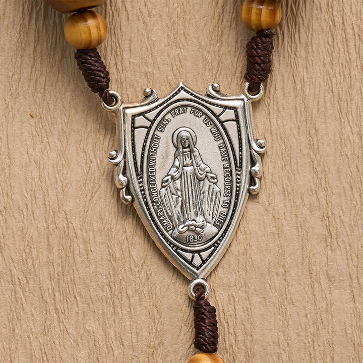 Christianartworkshop Hand Sanded Natural Pine Timber Our Lady Rosary With Wood & Metal Crucifix - image 3