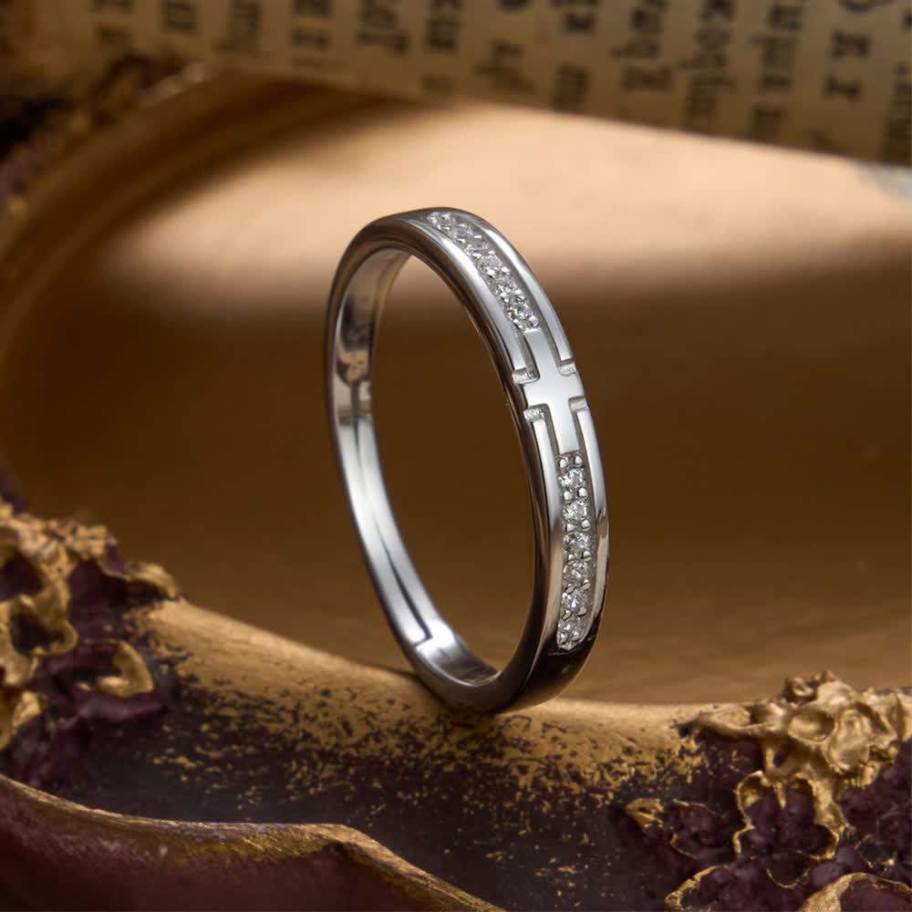Christianartworkshop Dual Style Cross Sterling Silver Adjustable Couple Ring Set: Emblem of Unified Heavenly Covenant - Women's Style（Suitable for US Sizes 6 - 11) - image 4
