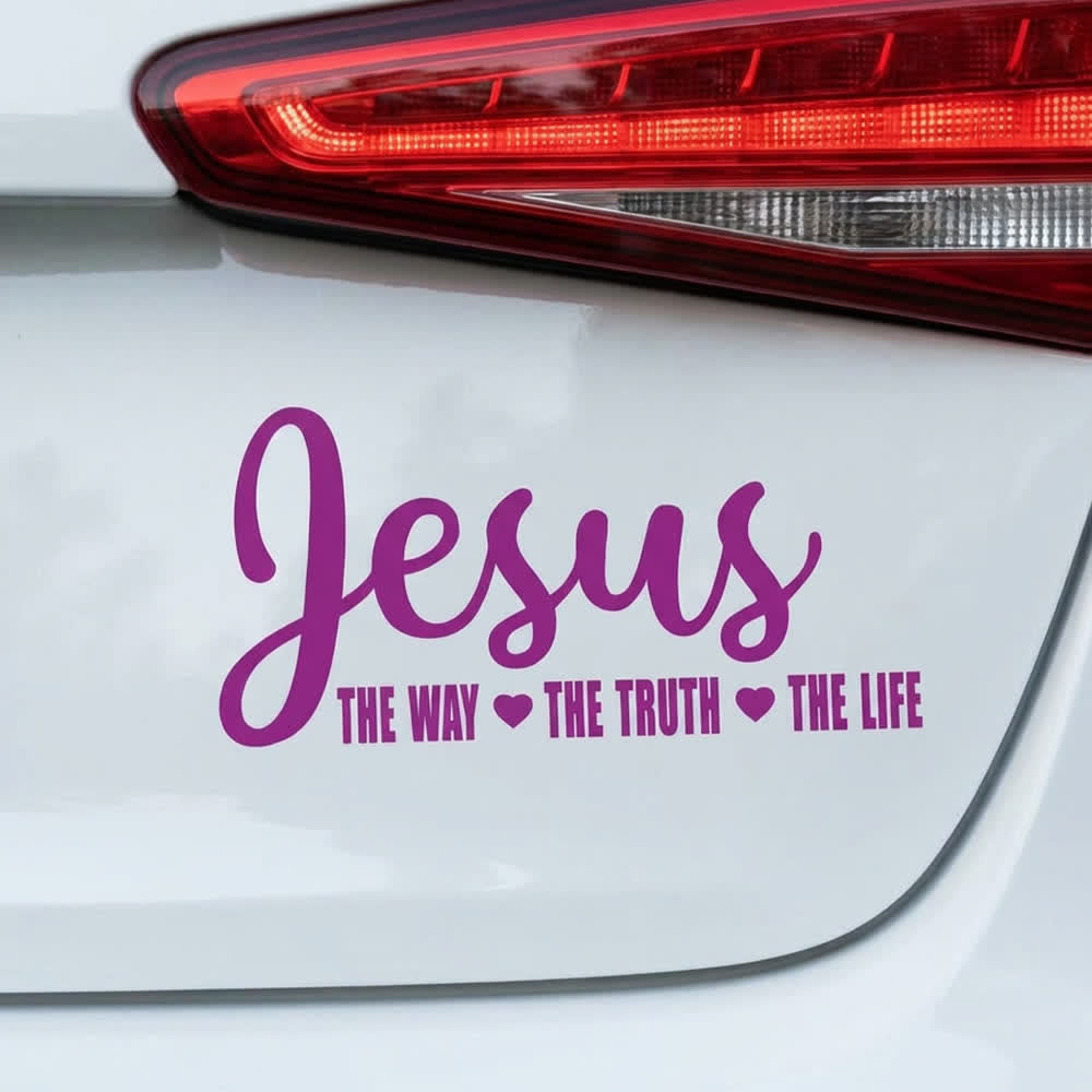 Christianartworkshop  Cursive Script Jesus The Way The Truth The Life Heart Accent Car Window Sticker - Rose - image 6