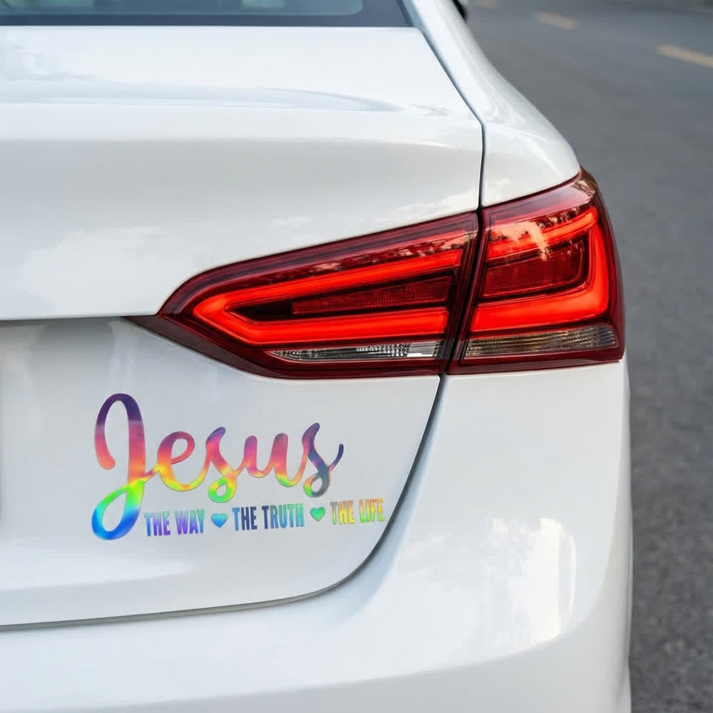 Christianartworkshop  Cursive Script Jesus The Way The Truth The Life Heart Accent Car Window Sticker - image 11