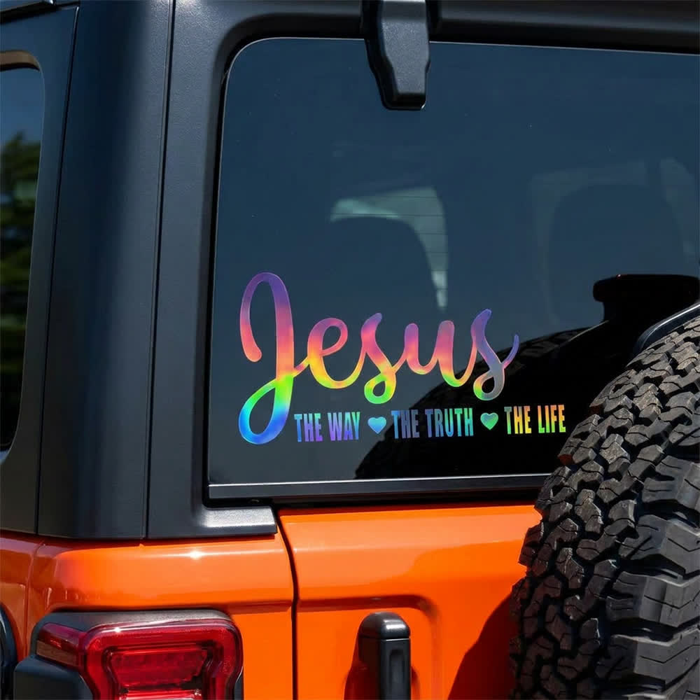 Christianartworkshop  Cursive Script Jesus The Way The Truth The Life Heart Accent Car Window Sticker - image 10