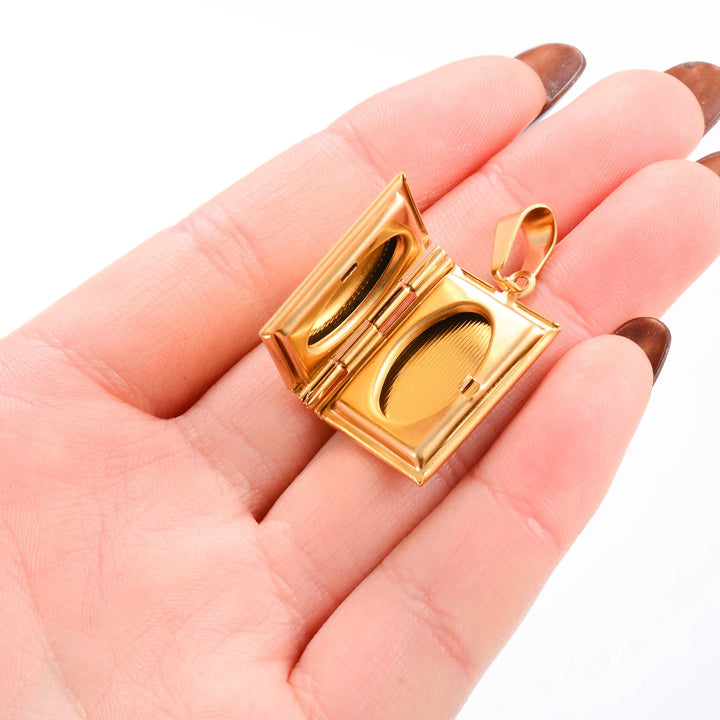 Christianartworkshop Hinged Book Locket Jesus Cross Pendant Titanium Necklace - image 3
