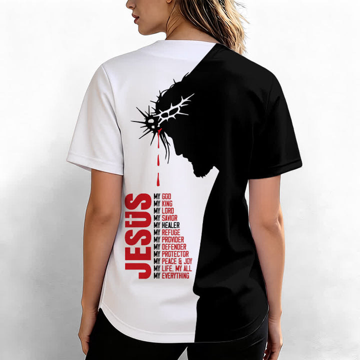 Christianartworkshop Jesus My Everything Split Faith Unisex Baseball Jersey - image 6