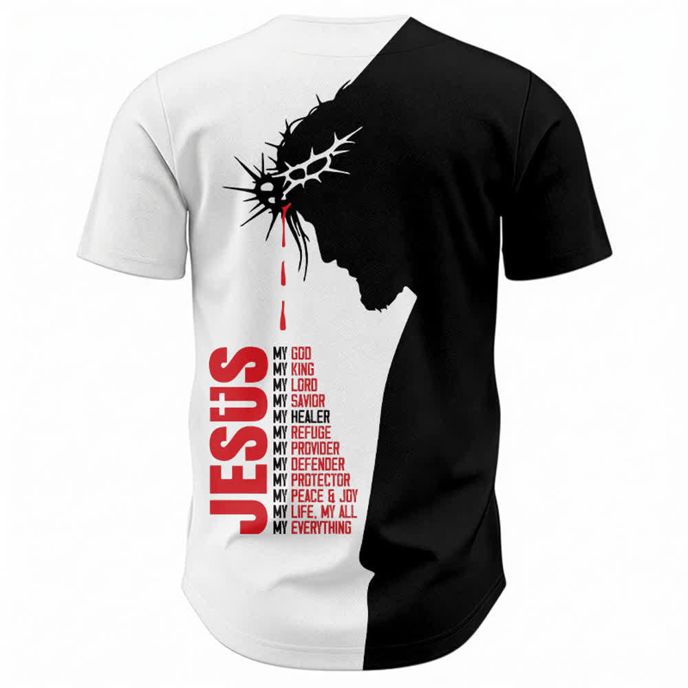 Christianartworkshop Jesus My Everything Split Faith Unisex Baseball Jersey - image 2