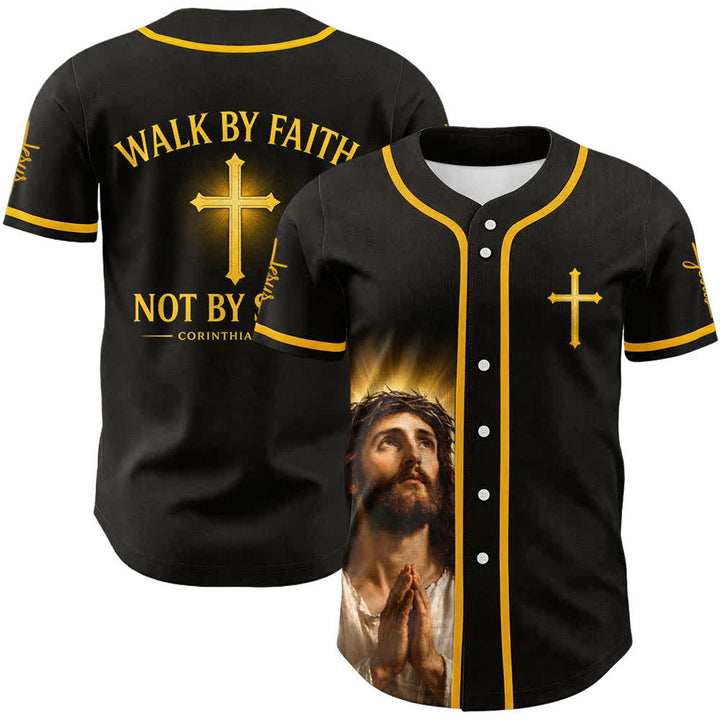 Christianartworkshop Walk By Faith Not By Sight Jesus Cross Unisex Baseball Jersey - Walk By Faith Not By Sight - 5XL - image 0