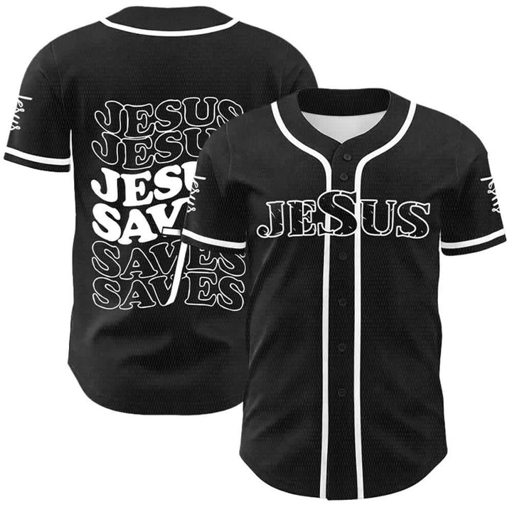 Christianartworkshop Jesus Saves Faith Statement Unisex Custom Baseball Jersey - White - 5XL - image 3