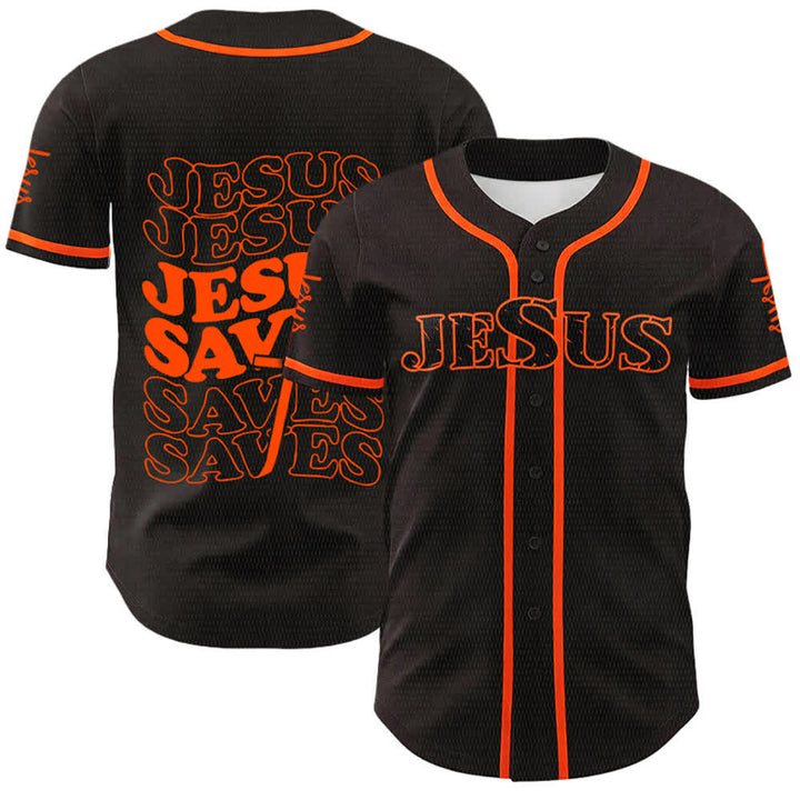 Christianartworkshop Jesus Saves Faith Statement Unisex Custom Baseball Jersey - Orange - 5XL - image 12