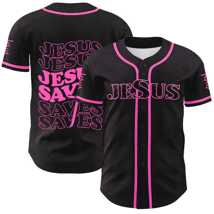 Christianartworkshop Jesus Saves Faith Statement Unisex Custom Baseball Jersey - Pink - 5XL - image 15