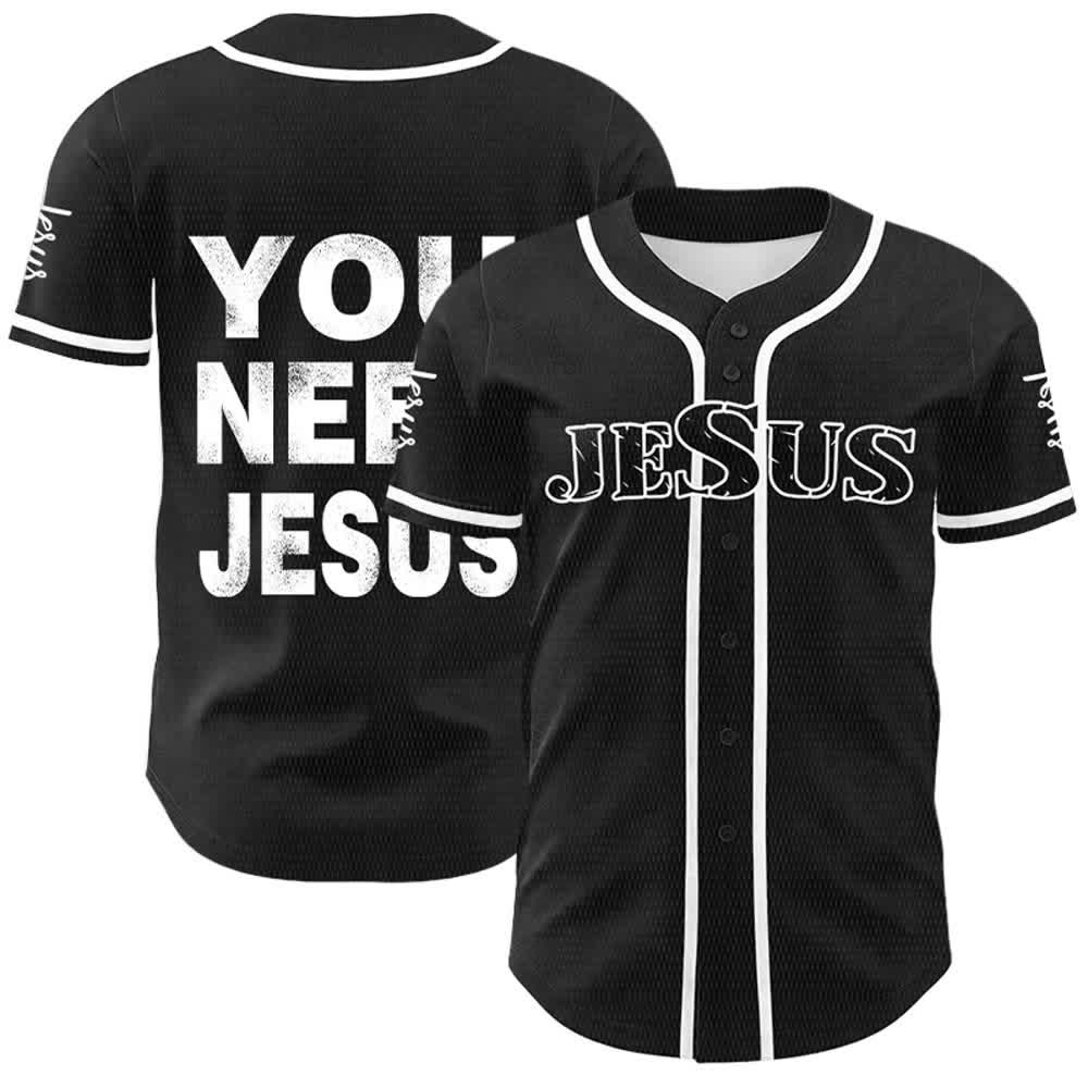Christianartworkshop You Need Jesus Faith Statement Unisex Baseball Jersey - White - 5XL - image 3