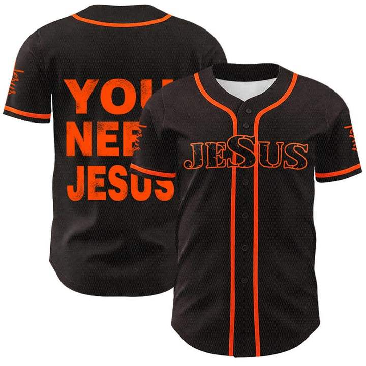 Christianartworkshop You Need Jesus Faith Statement Unisex Baseball Jersey - Orange - 5XL - image 9