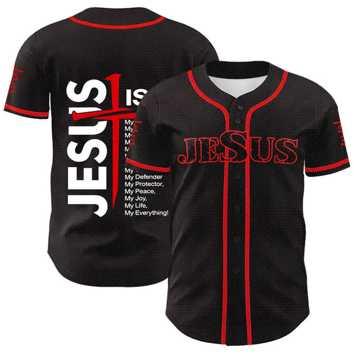Christianartworkshop Jesus Is My Everything Faith Unisex Baseball Jersey - Red - 5XL - image 3