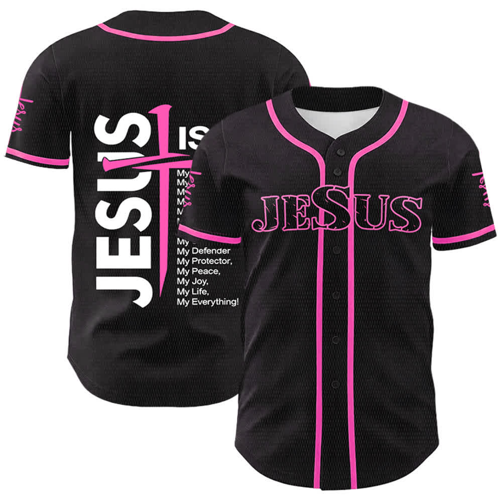 Christianartworkshop Jesus Is My Everything Faith Unisex Baseball Jersey - Pink - 5XL - image 15