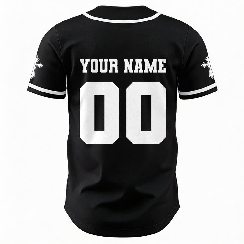 Christianartworkshop Lion Cross Jesus Faith Personalized Name Number Unisex Custom Baseball Jersey - image 3
