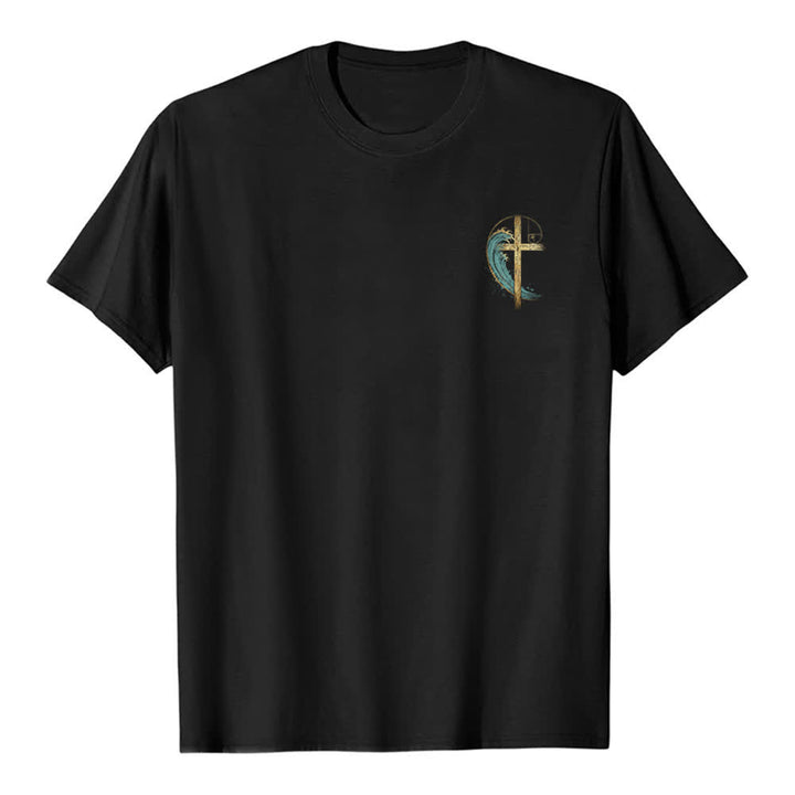 Christianartworkshop Golden Cross Wave Fibonacci Dual Side Print Classic T-shirt - image 20
