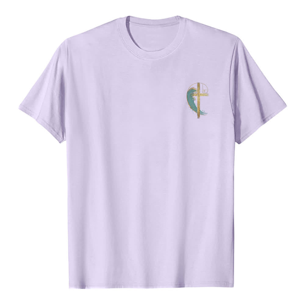 Christianartworkshop Golden Cross Wave Fibonacci Dual Side Print Classic T-shirt - image 26