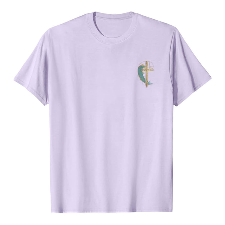 Christianartworkshop Golden Cross Wave Fibonacci Dual Side Print Classic T-shirt - image 26
