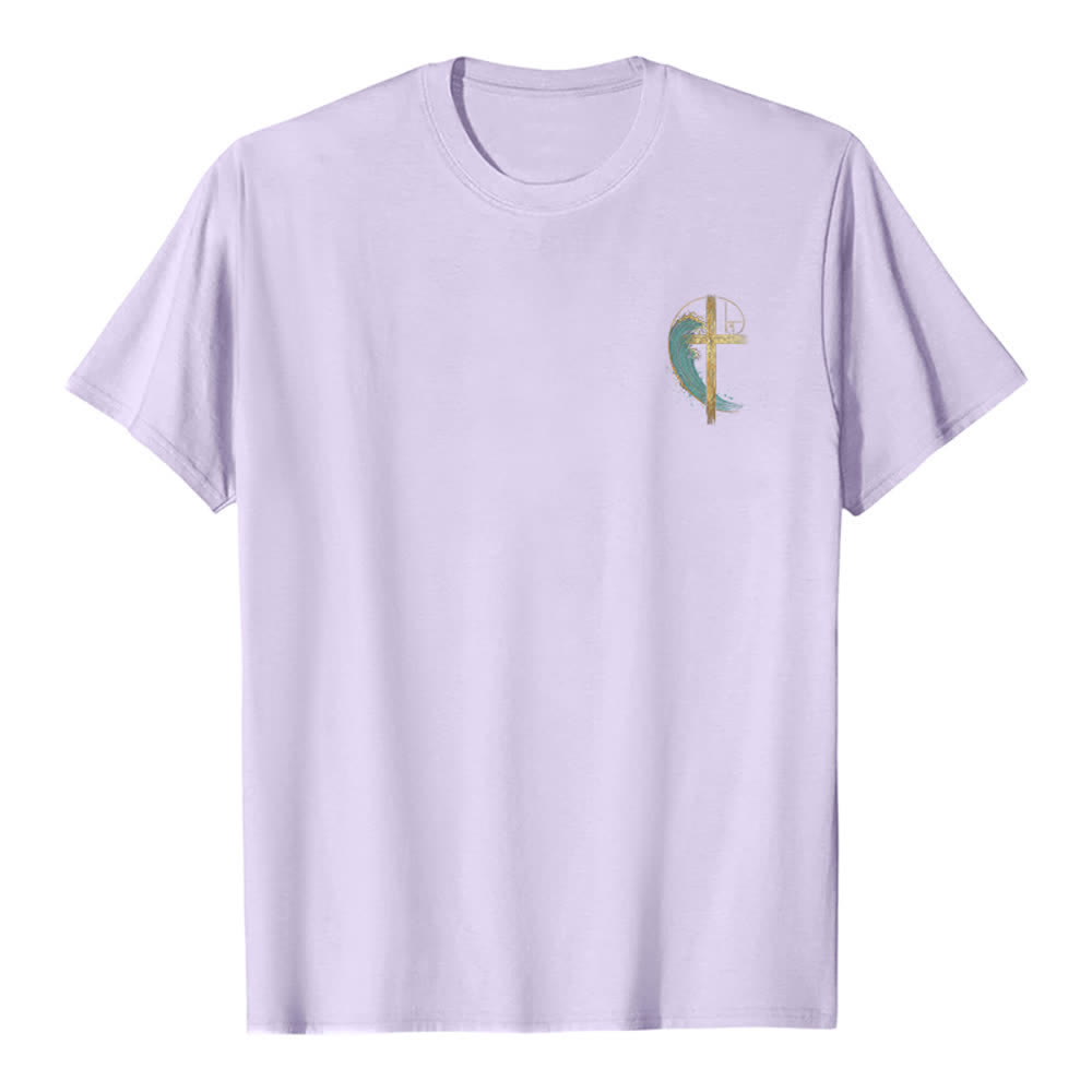 Christianartworkshop Golden Cross Wave Fibonacci Dual Side Print Classic T-shirt - image 26
