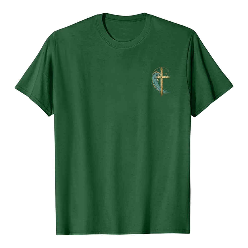 Christianartworkshop Golden Cross Wave Fibonacci Dual Side Print Classic T-shirt - image 17