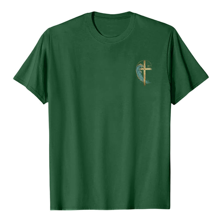 Christianartworkshop Golden Cross Wave Fibonacci Dual Side Print Classic T-shirt - image 17