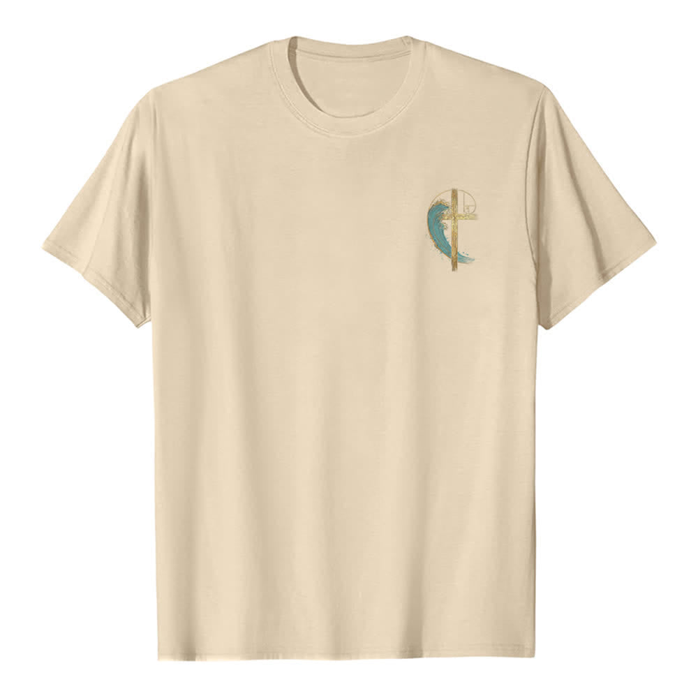 Christianartworkshop Golden Cross Wave Fibonacci Dual Side Print Classic T-shirt - image 11