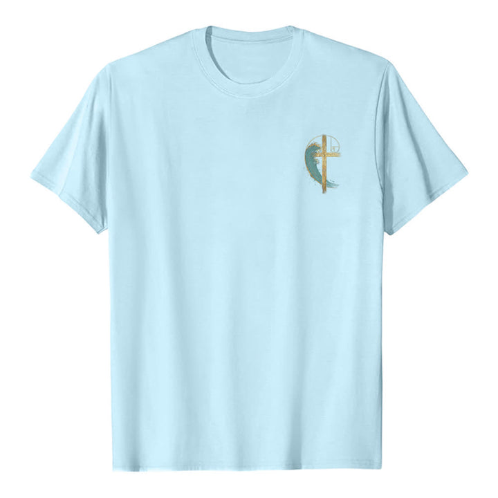 Christianartworkshop Golden Cross Wave Fibonacci Dual Side Print Classic T-shirt - image 23