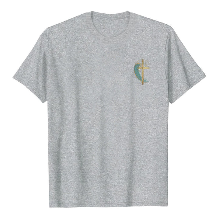 Christianartworkshop Golden Cross Wave Fibonacci Dual Side Print Classic T-shirt - image 14