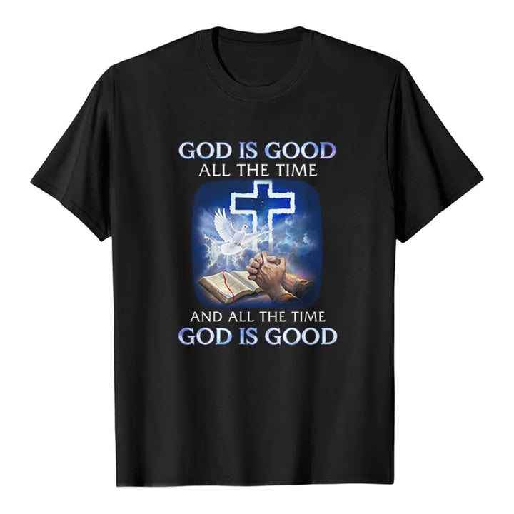 Christianartworkshop God Is Good All The Time Cross Dove Bible Print Classic T-shirt - Black - 2XL - image 8