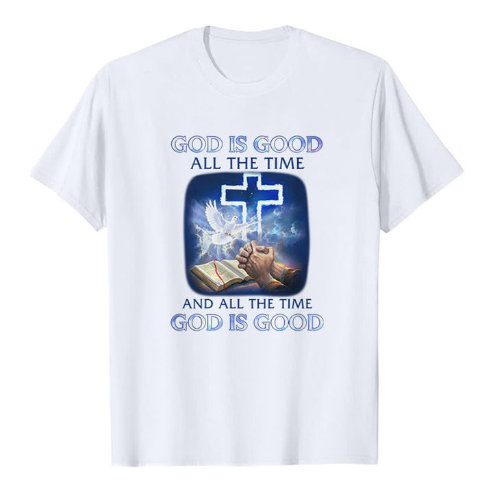 Christianartworkshop God Is Good All The Time Cross Dove Bible Print Classic T-shirt - White - 2XL - image 4