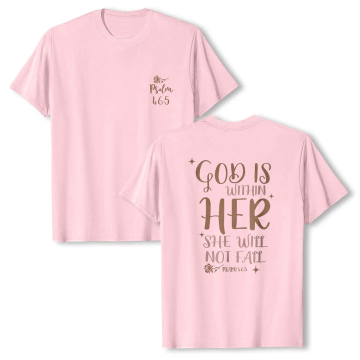Christianartworkshop Dual-Side God Is Within Her Psalm 46:5 Letter Print Classic T-shirt - Pink - 2XL - image 12