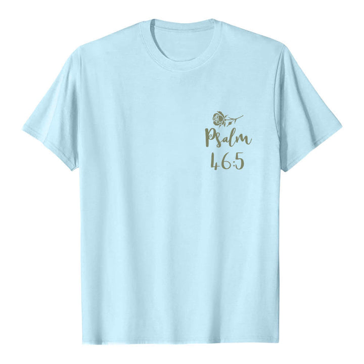 Christianartworkshop Dual-Side God Is Within Her Psalm 46:5 Letter Print Classic T-shirt - image 5