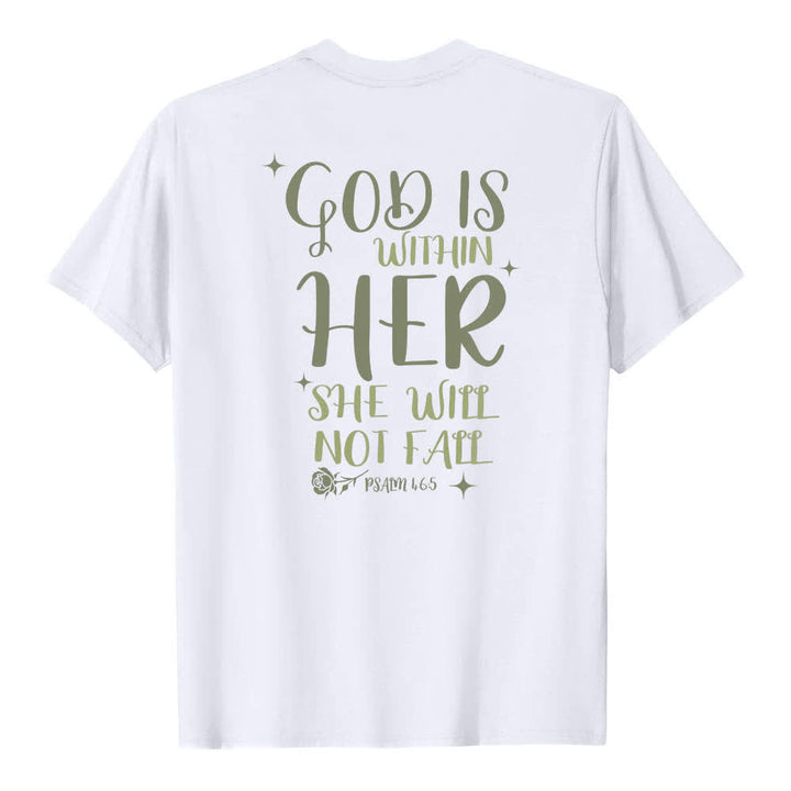 Christianartworkshop Dual-Side God Is Within Her Psalm 46:5 Letter Print Classic T-shirt - image 16