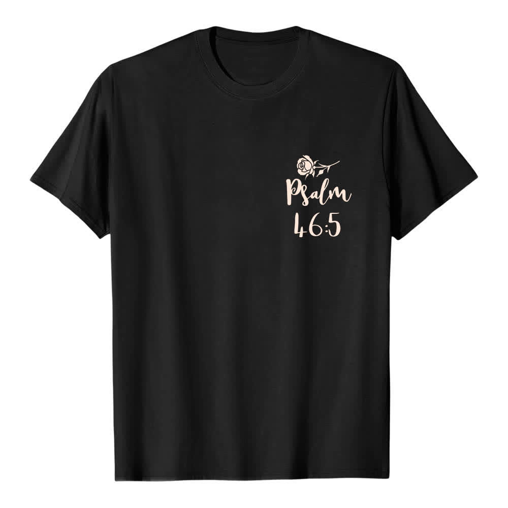 Christianartworkshop Dual-Side God Is Within Her Psalm 46:5 Letter Print Classic T-shirt - image 2