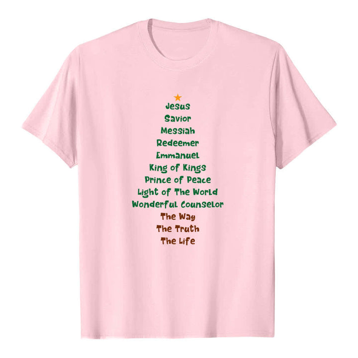 Christianartworkshop Dual-Side Jesus Names Christmas Tree Letter Print Classic T-shirt - image 16