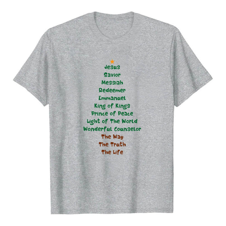Christianartworkshop Dual-Side Jesus Names Christmas Tree Letter Print Classic T-shirt - image 25