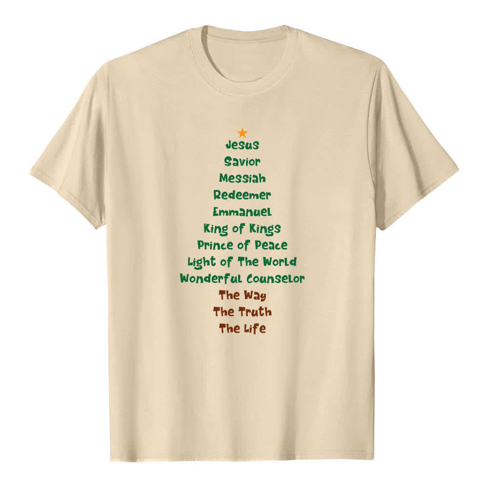 Christianartworkshop Dual-Side Jesus Names Christmas Tree Letter Print Classic T-shirt - image 22