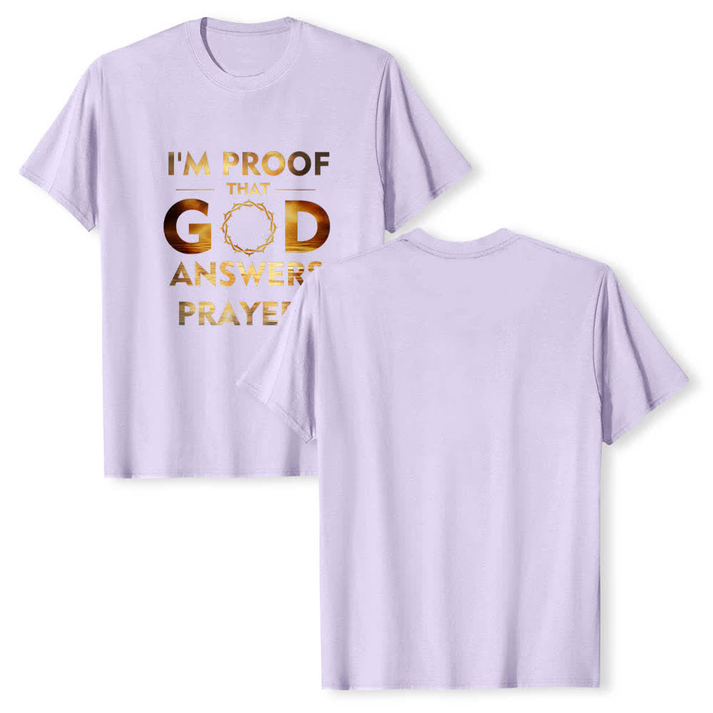 Christianartworkshop Dual-Side I'm Proof That God Answers Prayer Letter Print Classic T-shirt - Purple - 2XL - image 15