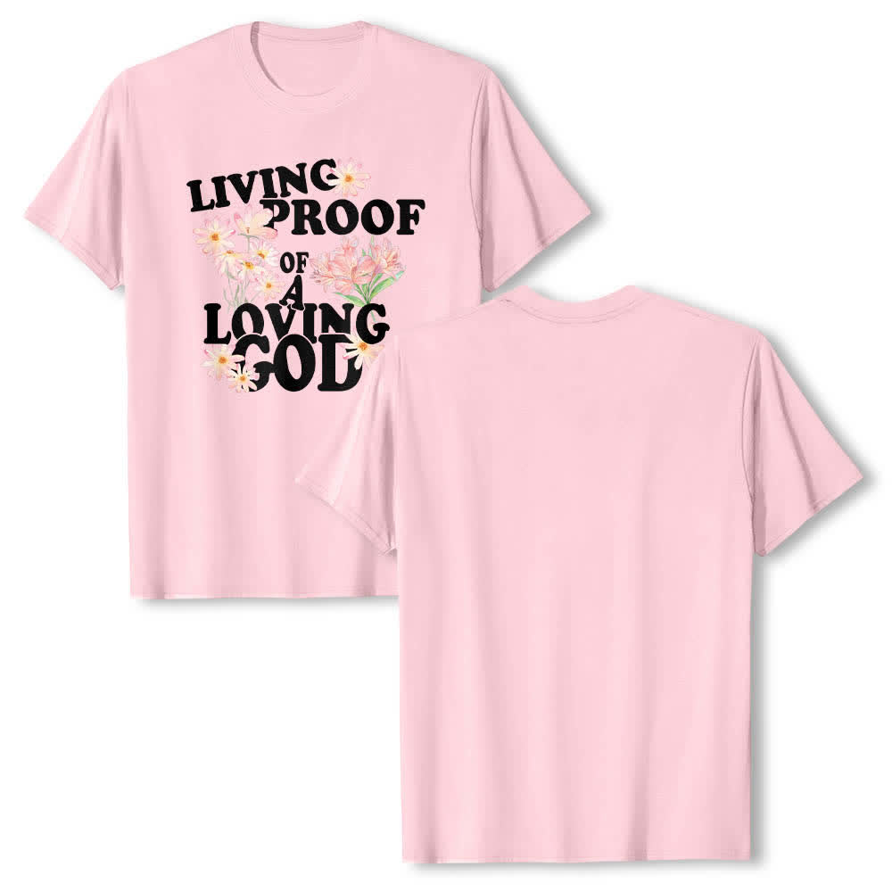Christianartworkshop Dual-Side Living Proof Of A Loving God Floral Letter Print Classic T-shirt - Pink - 2XL - image 24